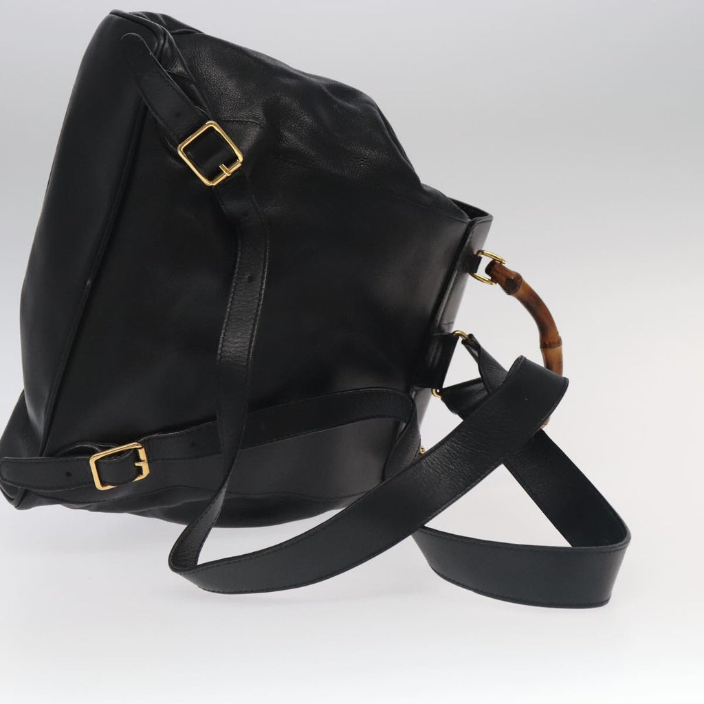 GUCCI Bamboo Backpack Leather Black Gold 003 2058 0016 yk15777