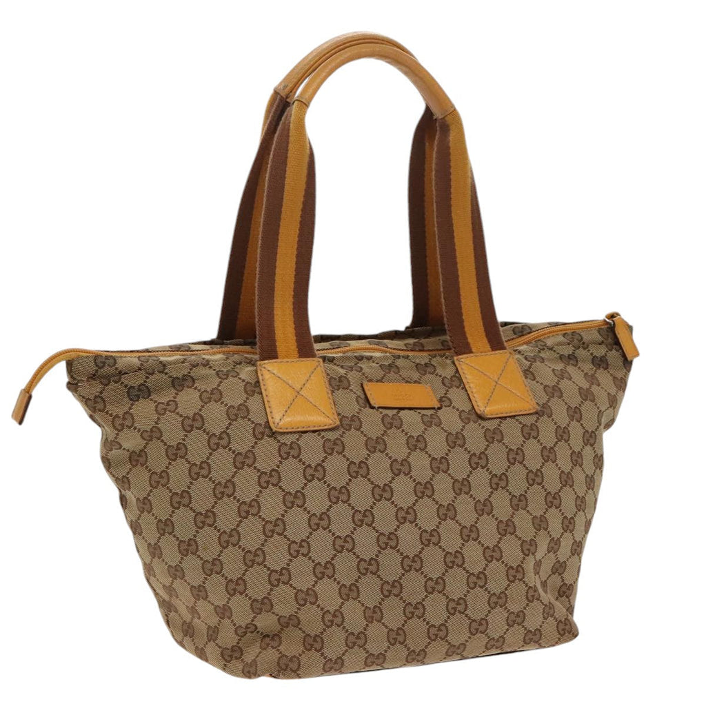 GUCCI GG Canvas Tote Bag Beige Silver 131230 yk15782