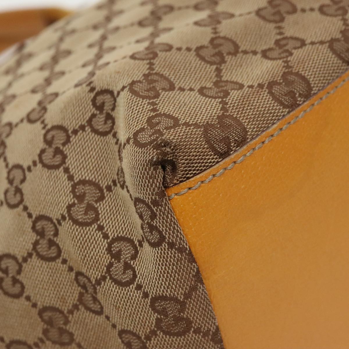 GUCCI GG Canvas Tote Bag Beige Silver 131230 yk15782