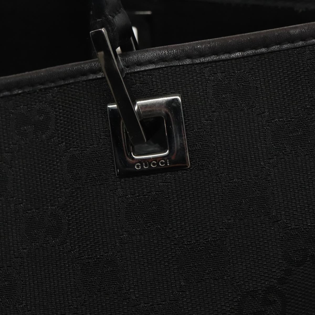 GUCCI GG Canvas Tote Bag Black Silver 31243 yk15819