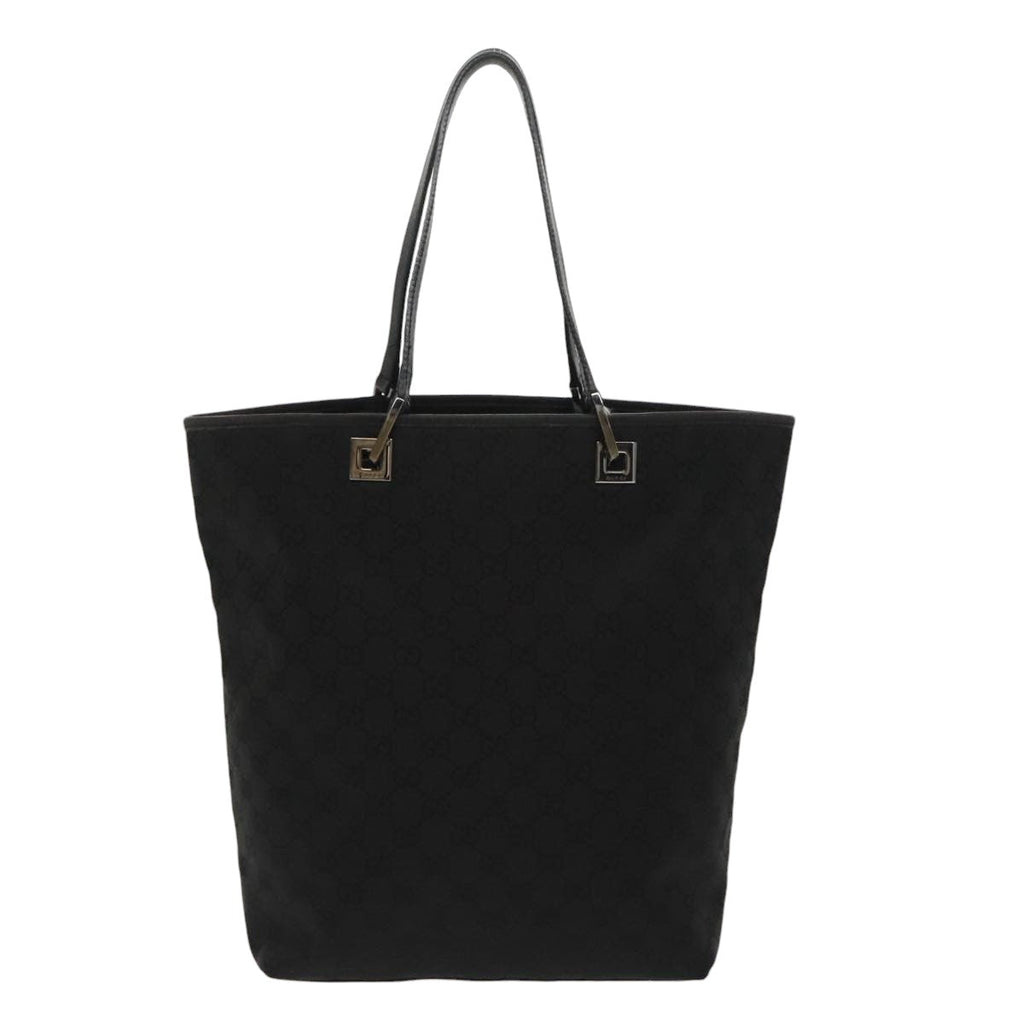 GUCCI GG Canvas Tote Bag Black Silver 31243 yk15819