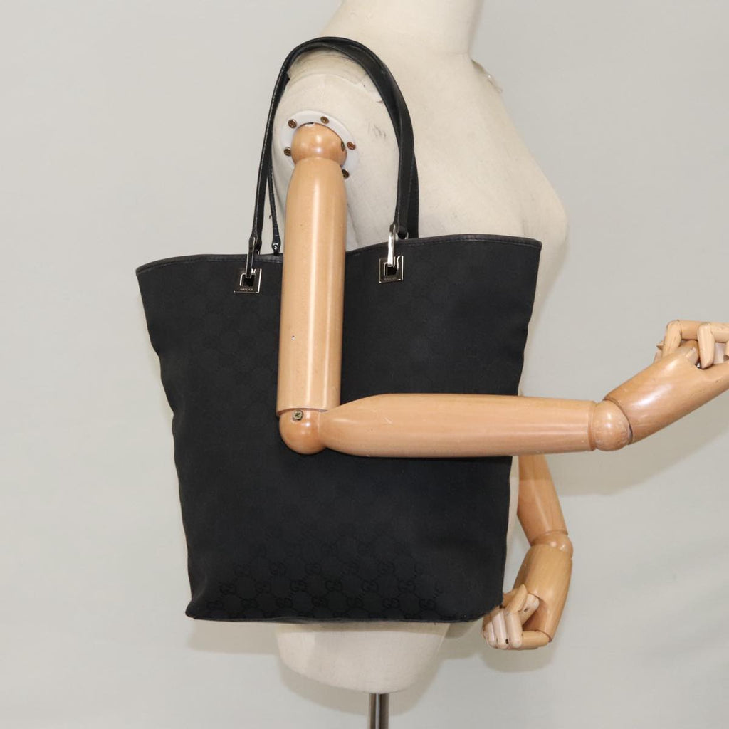 GUCCI GG Canvas Tote Bag Black Silver 31243 yk15819