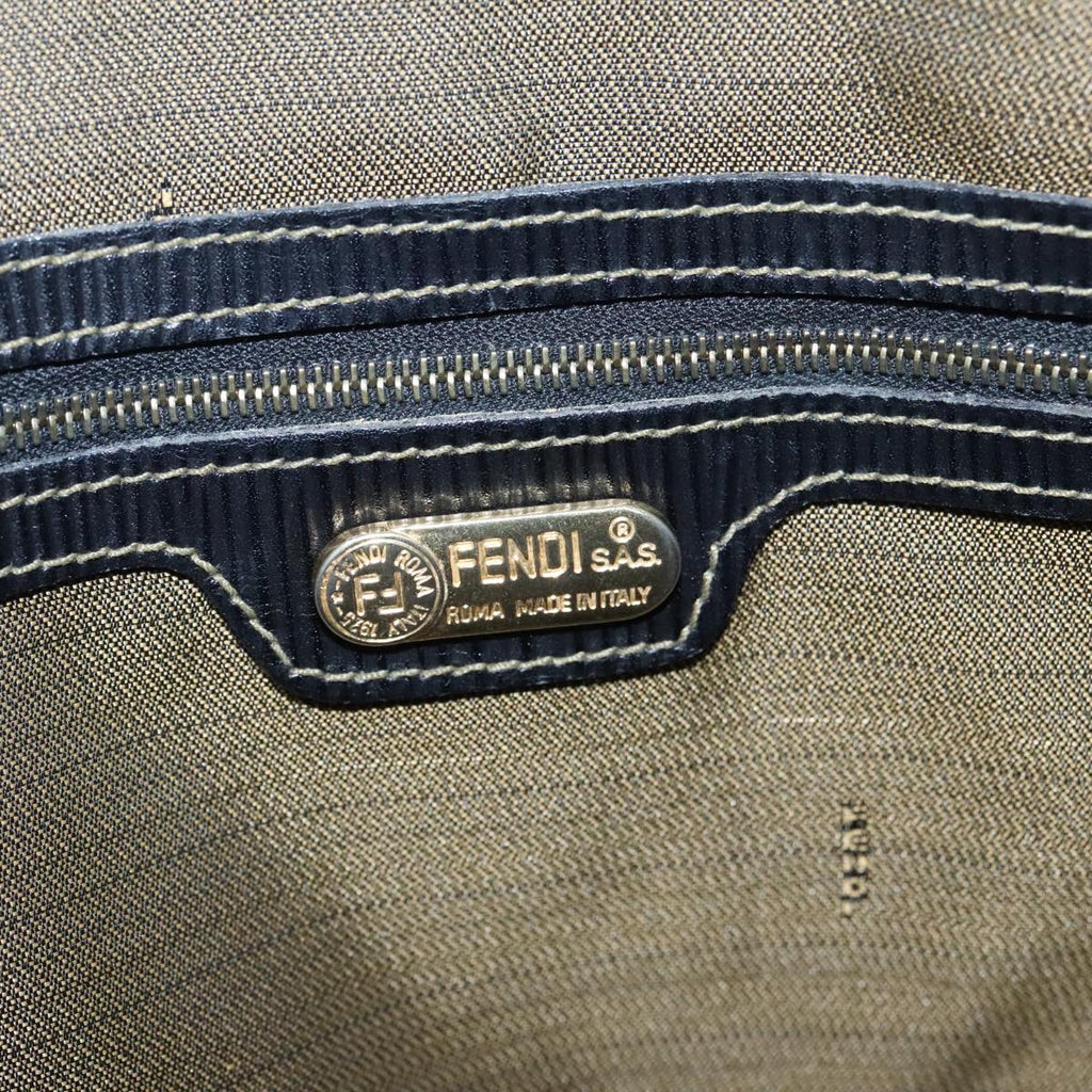 FENDI Zucca Canvas Hand Bag Brown Black gold yk15834