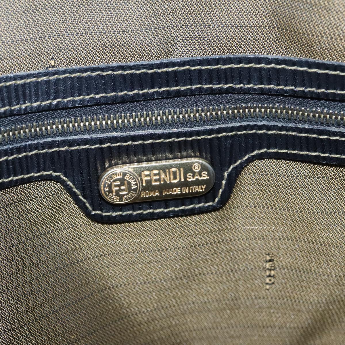 FENDI Zucca Canvas Hand Bag Brown Black gold yk15834