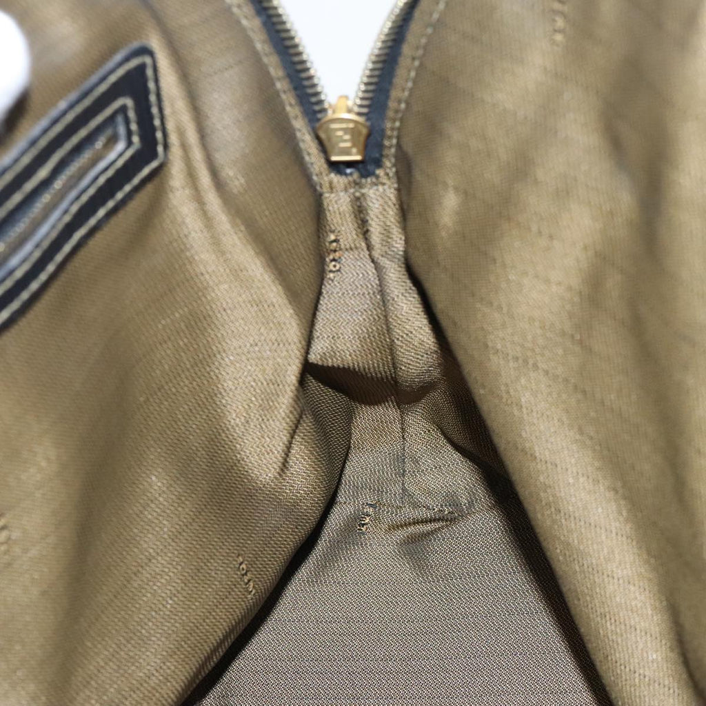FENDI Zucca Canvas Hand Bag Brown Black gold yk15834