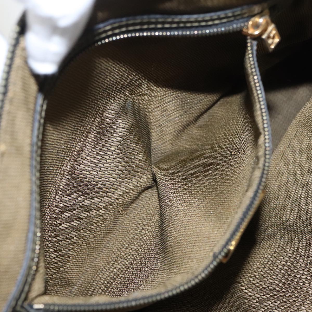 FENDI Zucca Canvas Hand Bag Brown Black gold yk15834