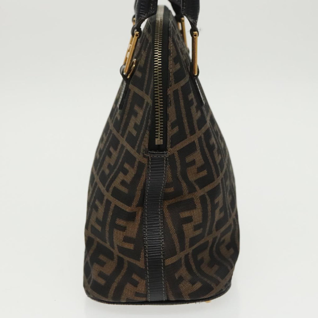 FENDI Zucca Canvas Hand Bag Brown Black gold yk15834