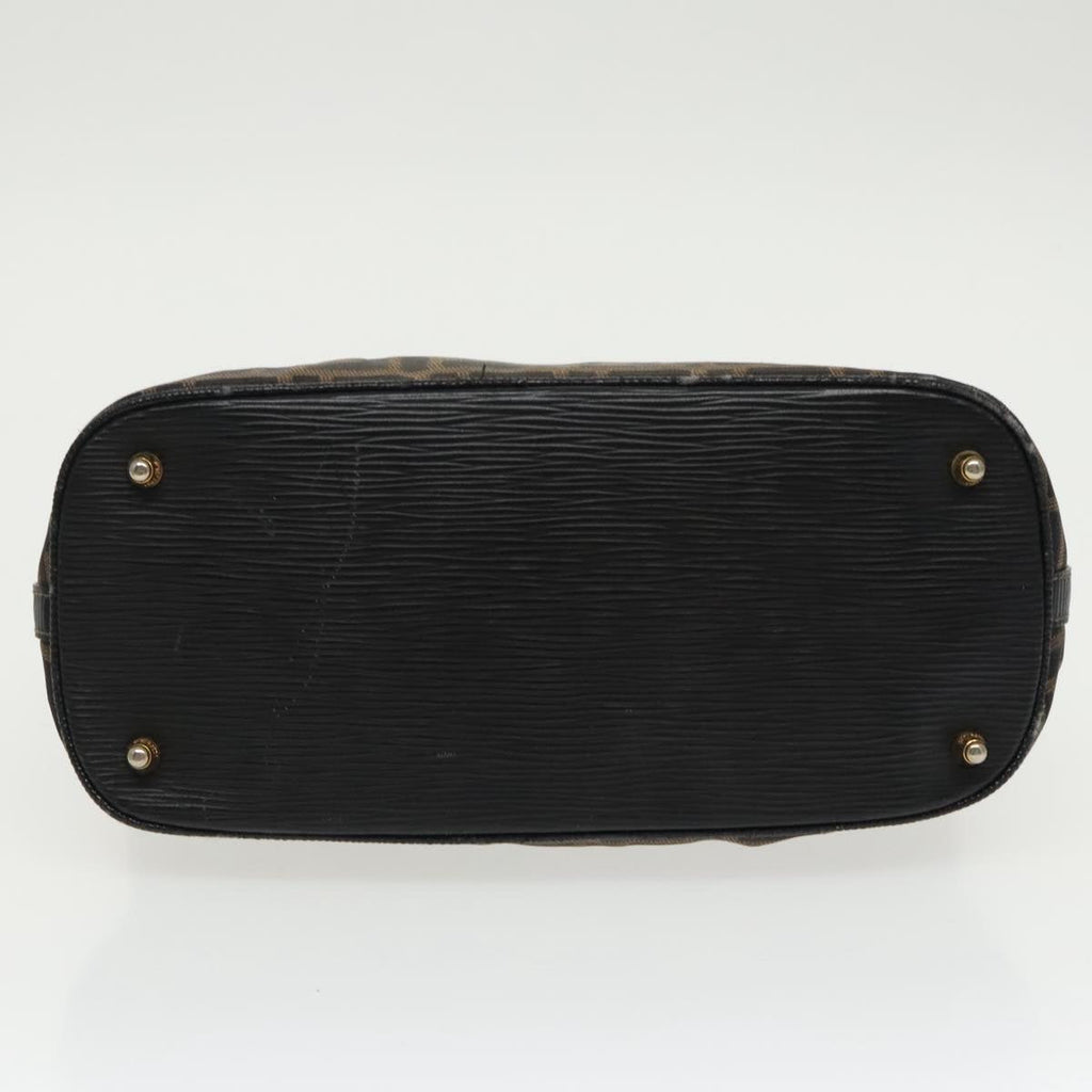 FENDI Zucca Canvas Hand Bag Brown Black gold yk15834