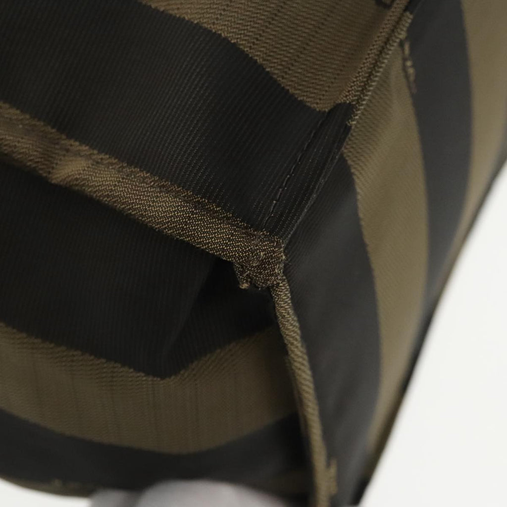 FENDI Pecan Canvas Hand Bag Brown Black yk15857