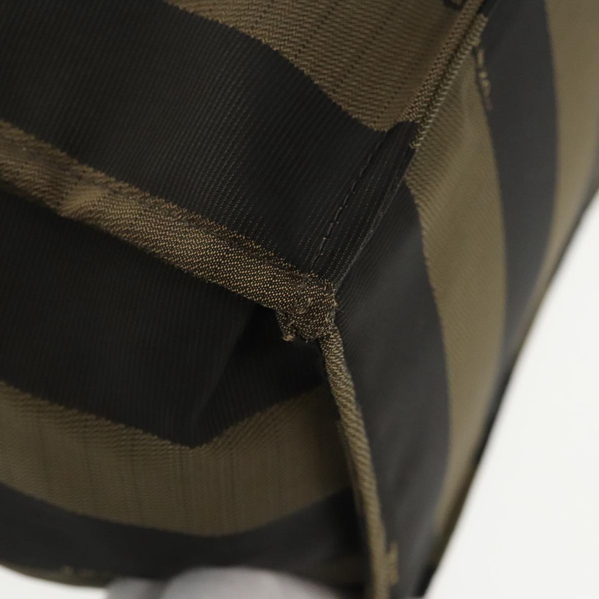 FENDI Pecan Canvas Hand Bag Brown Black yk15857