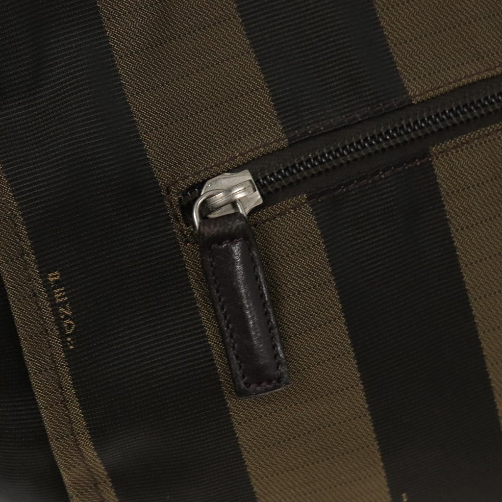 FENDI Pecan Canvas Hand Bag Brown Black yk15857