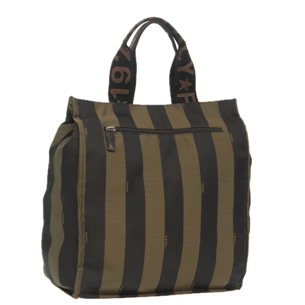 FENDI Pecan Canvas Hand Bag Brown Black yk15857