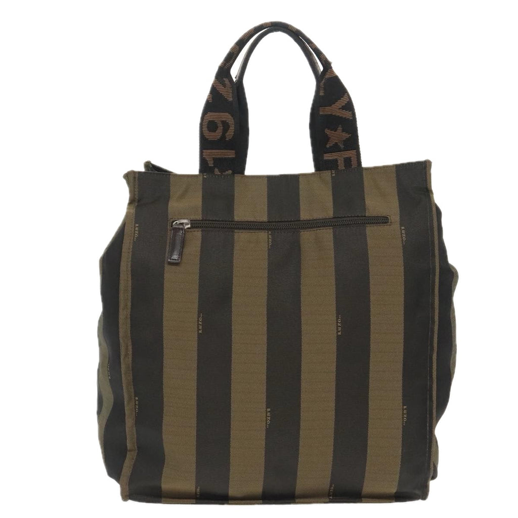 FENDI Pecan Canvas Hand Bag Brown Black yk15857