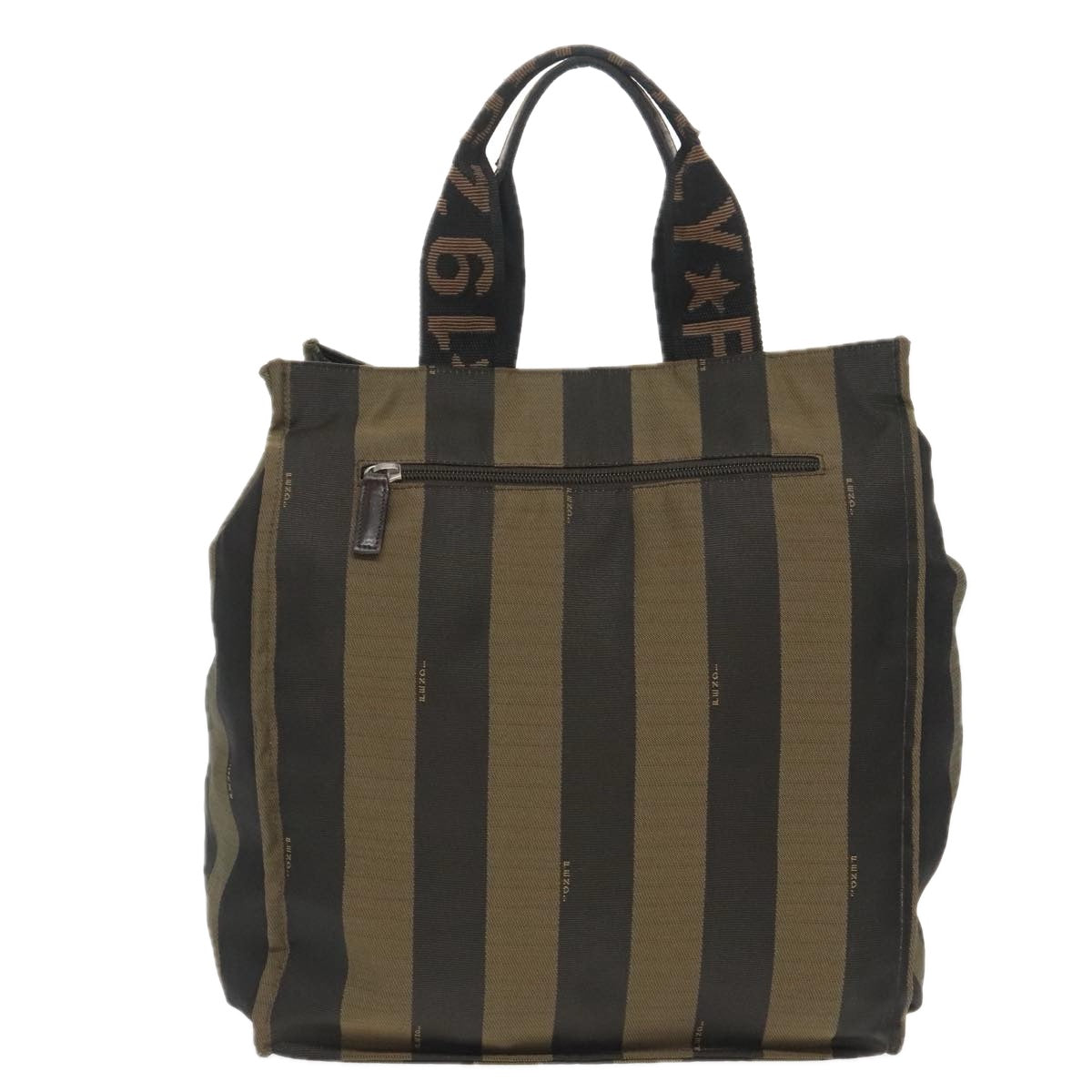 FENDI Pecan Canvas Hand Bag Brown Black yk15857