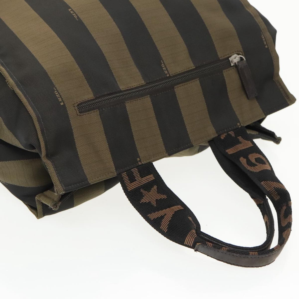 FENDI Pecan Canvas Hand Bag Brown Black yk15857
