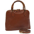 GUCCI Bamboo Hand Bag Leather 2way Brown Gold 000 1186 0289 yk15862