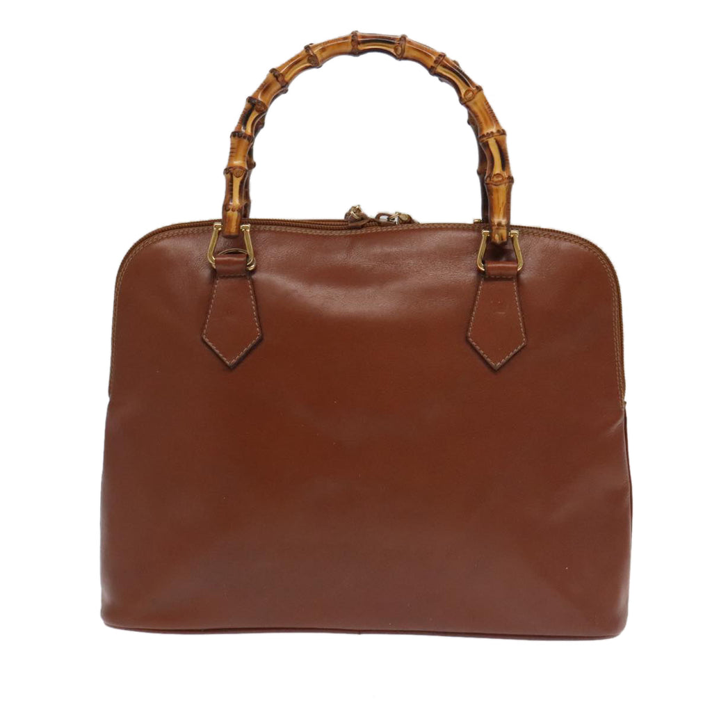 GUCCI Bamboo Hand Bag Leather 2way Brown Gold 000 1186 0289 yk15862