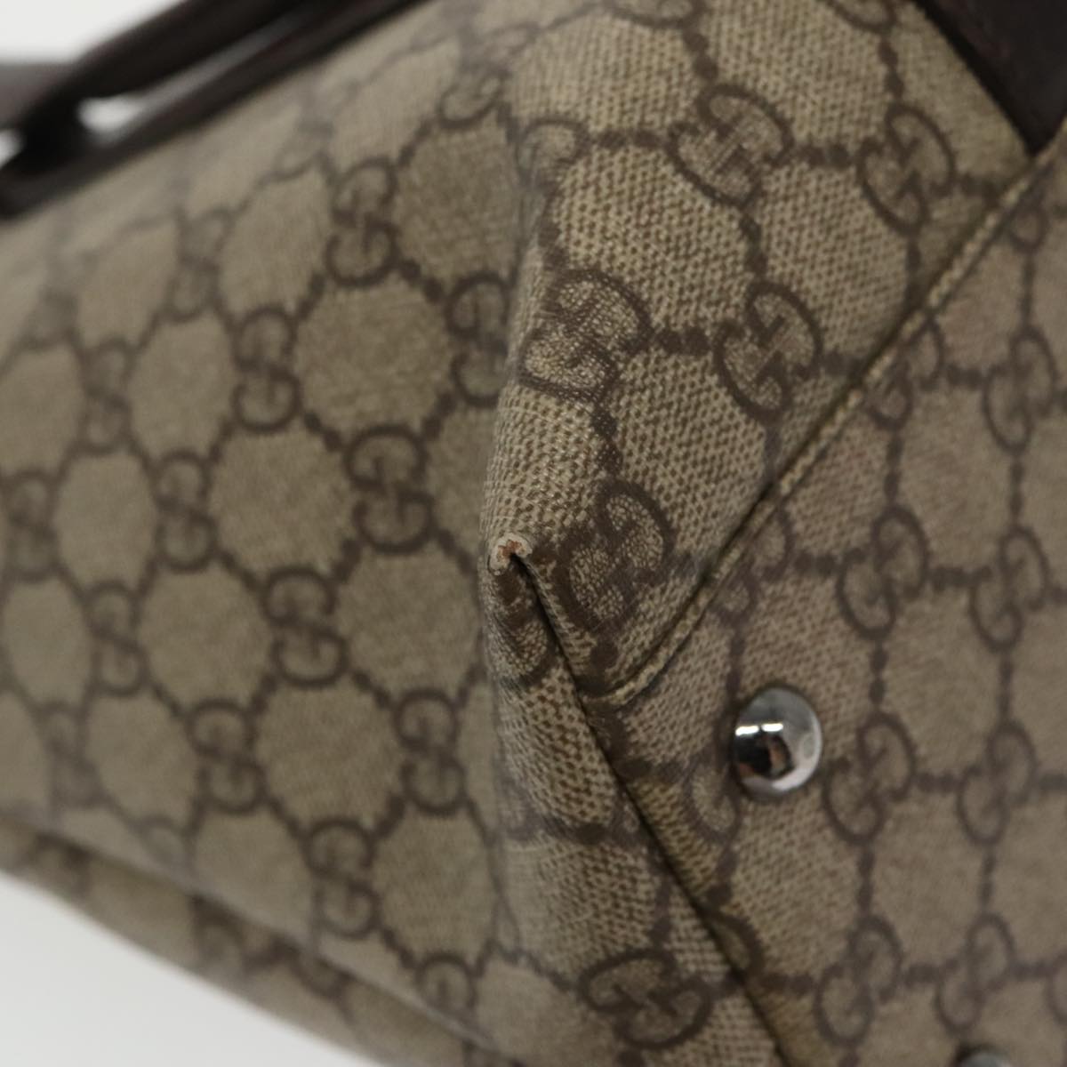 GUCCI GG Supreme Tote Bag PVC Beige Silver 114595 yk15868