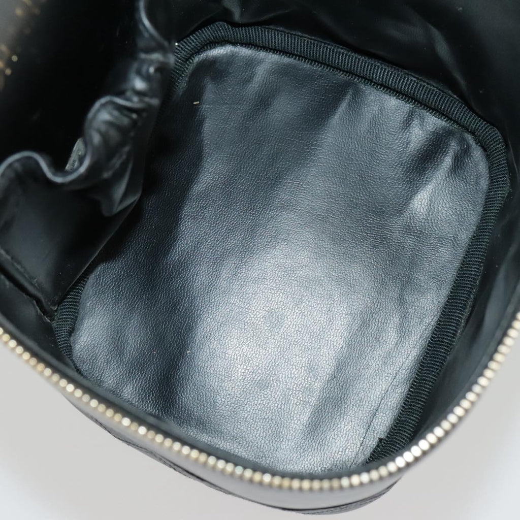 CHANEL Bicolore Vanity Cosmetic Pouch Leather Black Gold CC yk15869