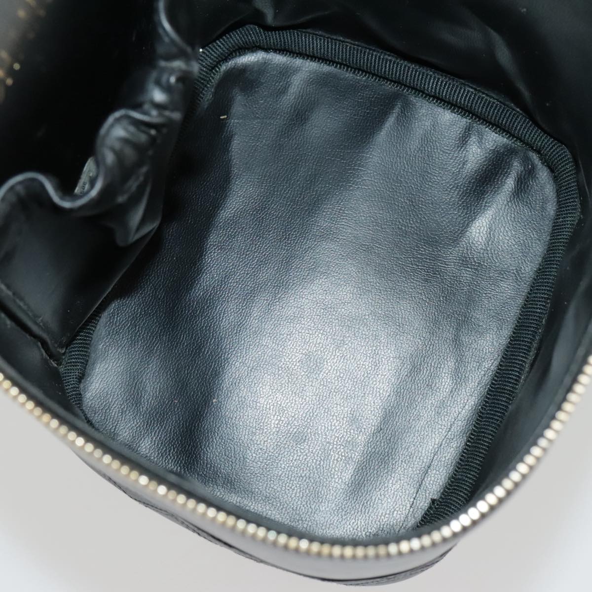 CHANEL Bicolore Vanity Cosmetic Pouch Leather Black Gold CC yk15869
