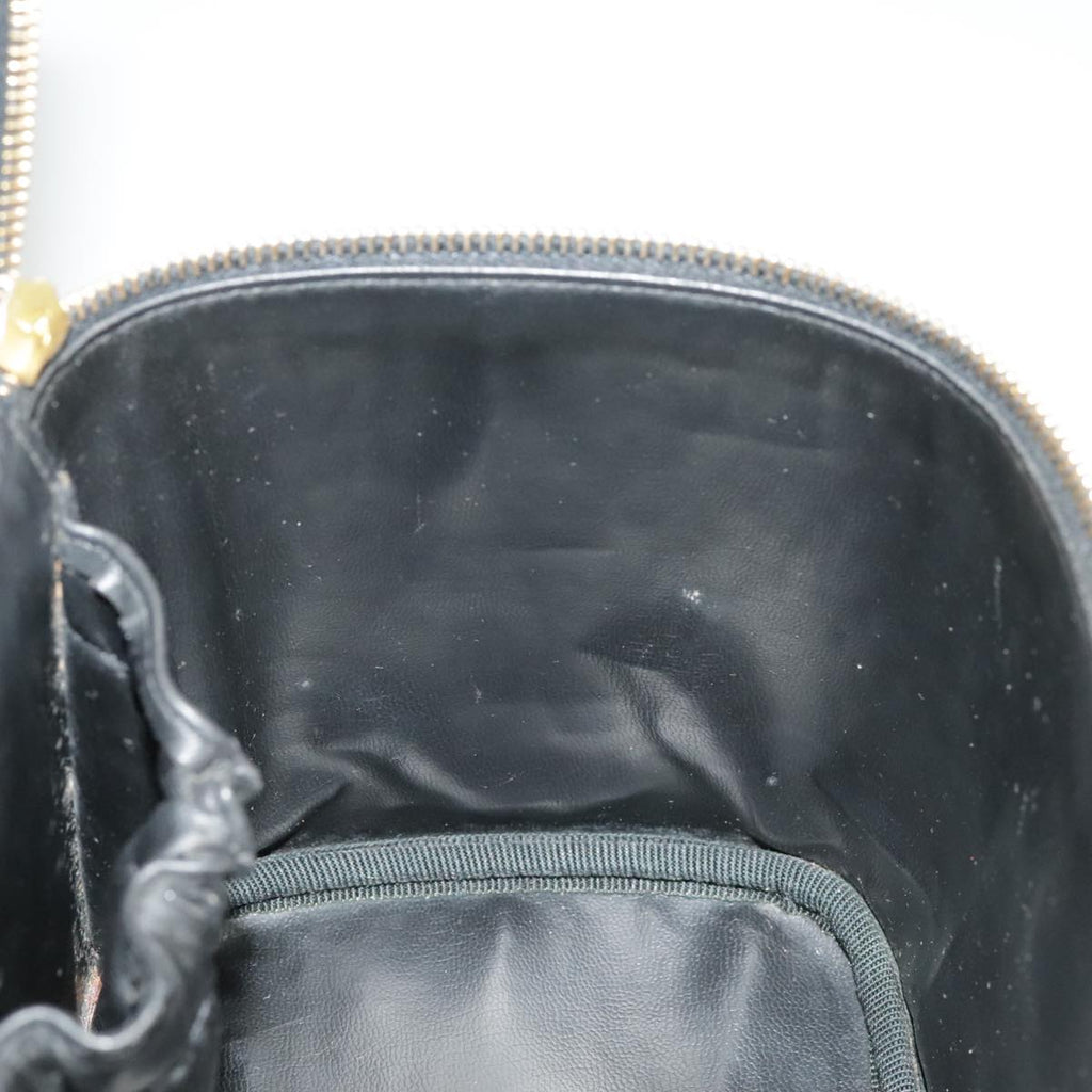 CHANEL Bicolore Vanity Cosmetic Pouch Leather Black Gold CC yk15869