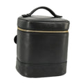 CHANEL Bicolore Vanity Cosmetic Pouch Leather Black Gold CC yk15869