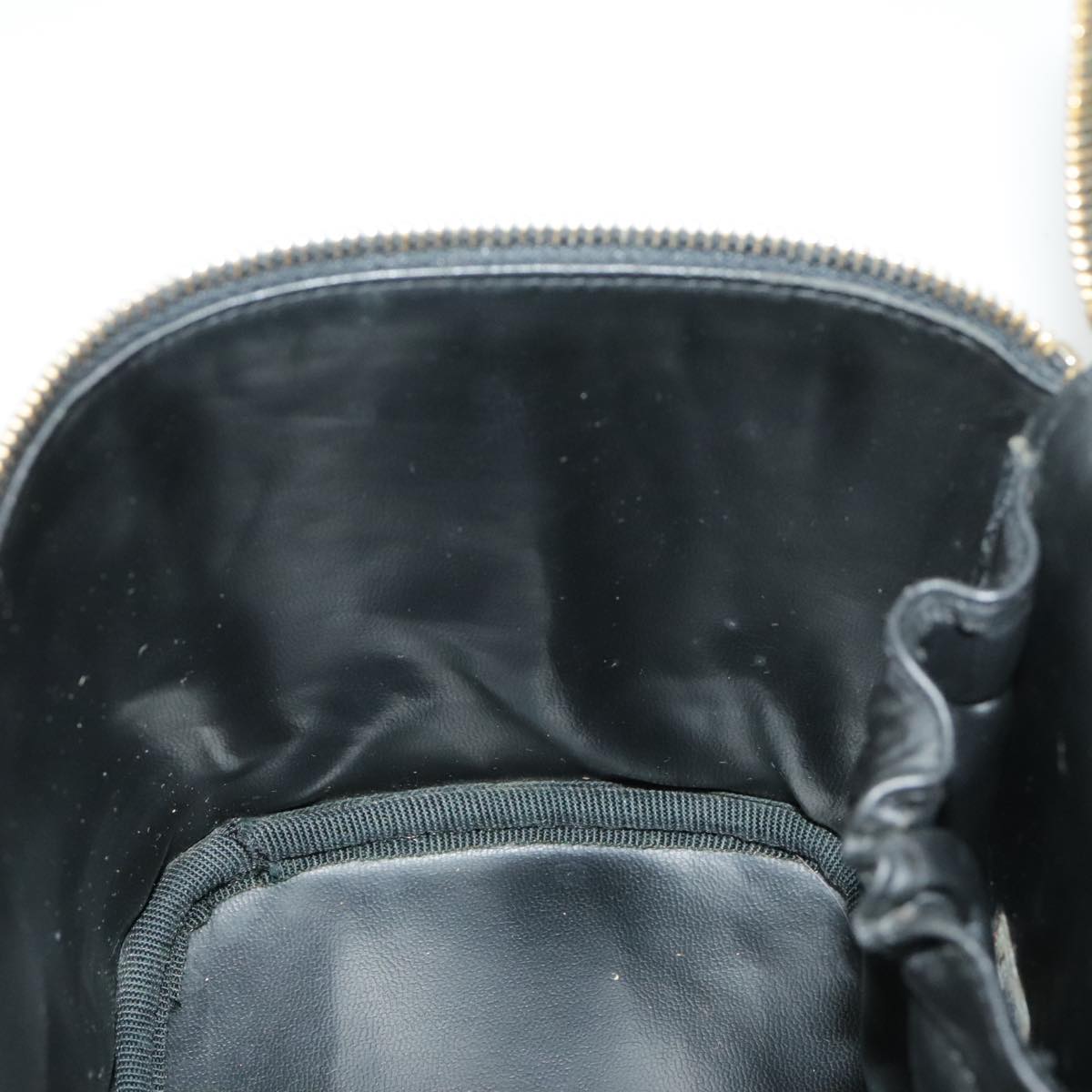 CHANEL Bicolore Vanity Cosmetic Pouch Leather Black Gold CC yk15869