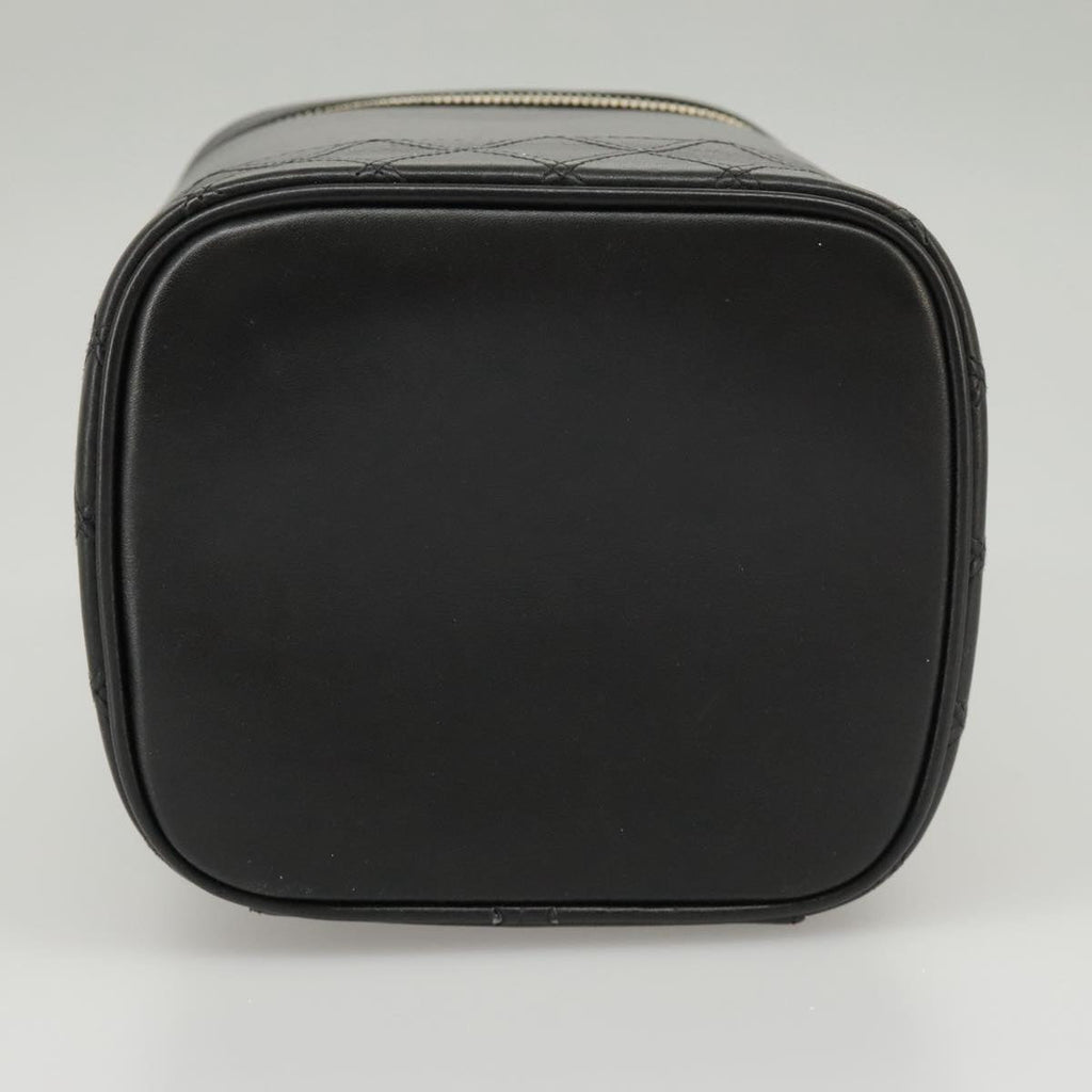 CHANEL Bicolore Vanity Cosmetic Pouch Leather Black Gold CC yk15869