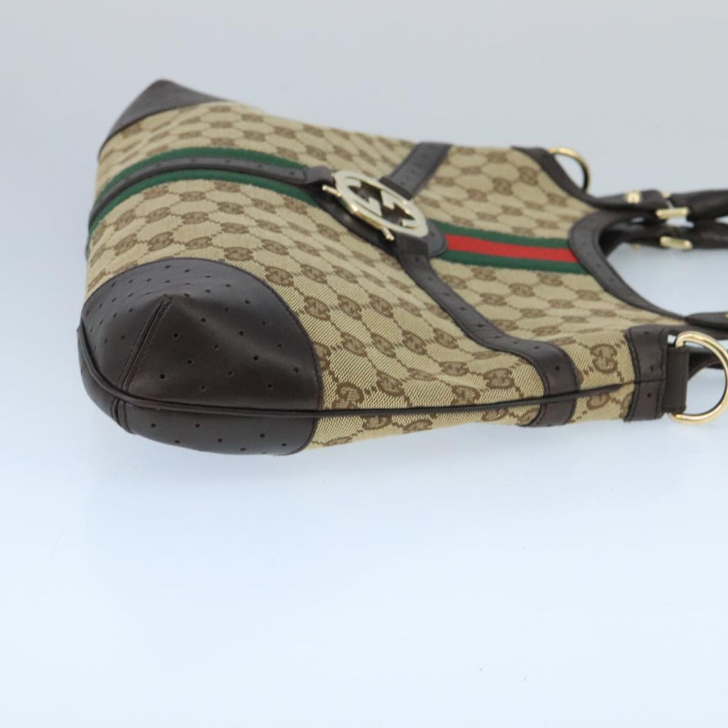 GUCCI GG Canvas interlocking Web Sherry Line Hand Bag White 114875 yk15870