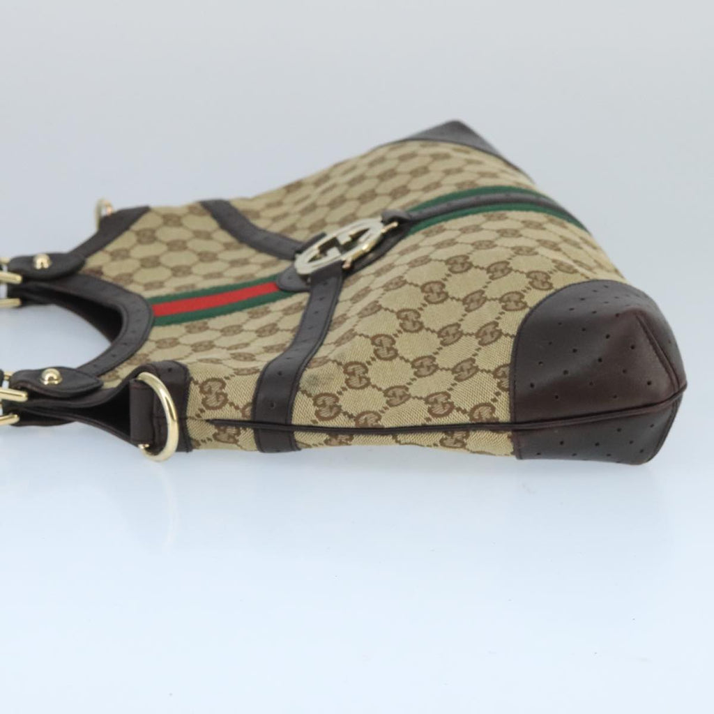 GUCCI GG Canvas interlocking Web Sherry Line Hand Bag White 114875 yk15870