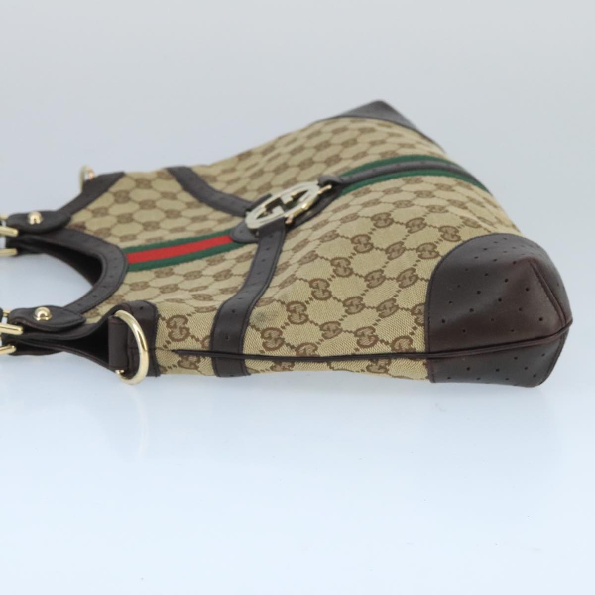 GUCCI GG Canvas interlocking Web Sherry Line Hand Bag White 114875 yk15870