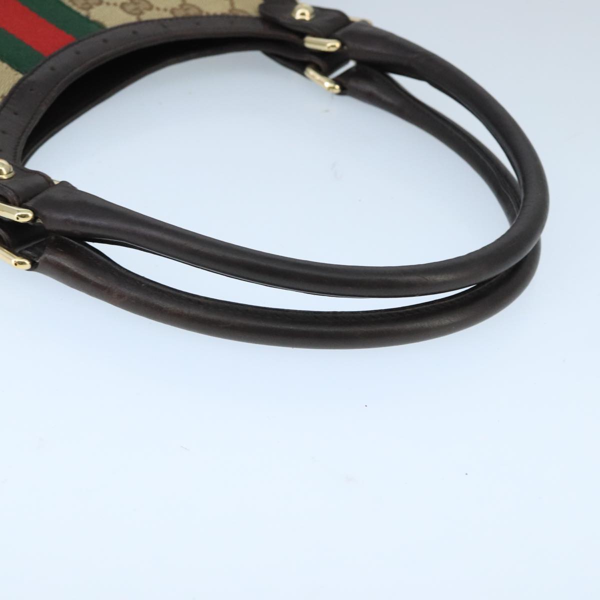 GUCCI GG Canvas interlocking Web Sherry Line Hand Bag White 114875 yk15870