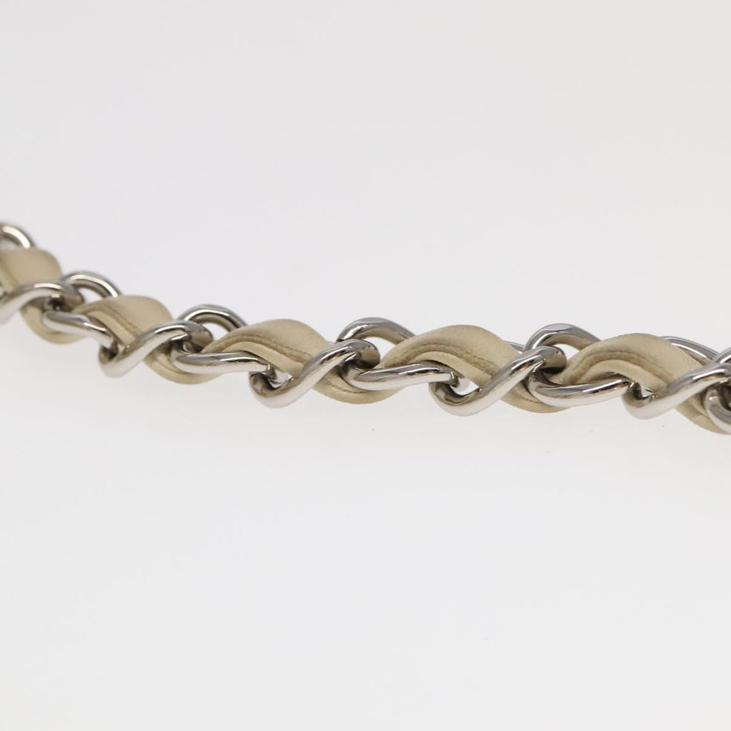 CHANEL Matelasse Chain Hand Bag Lamb Skin White Silver CC yk15902