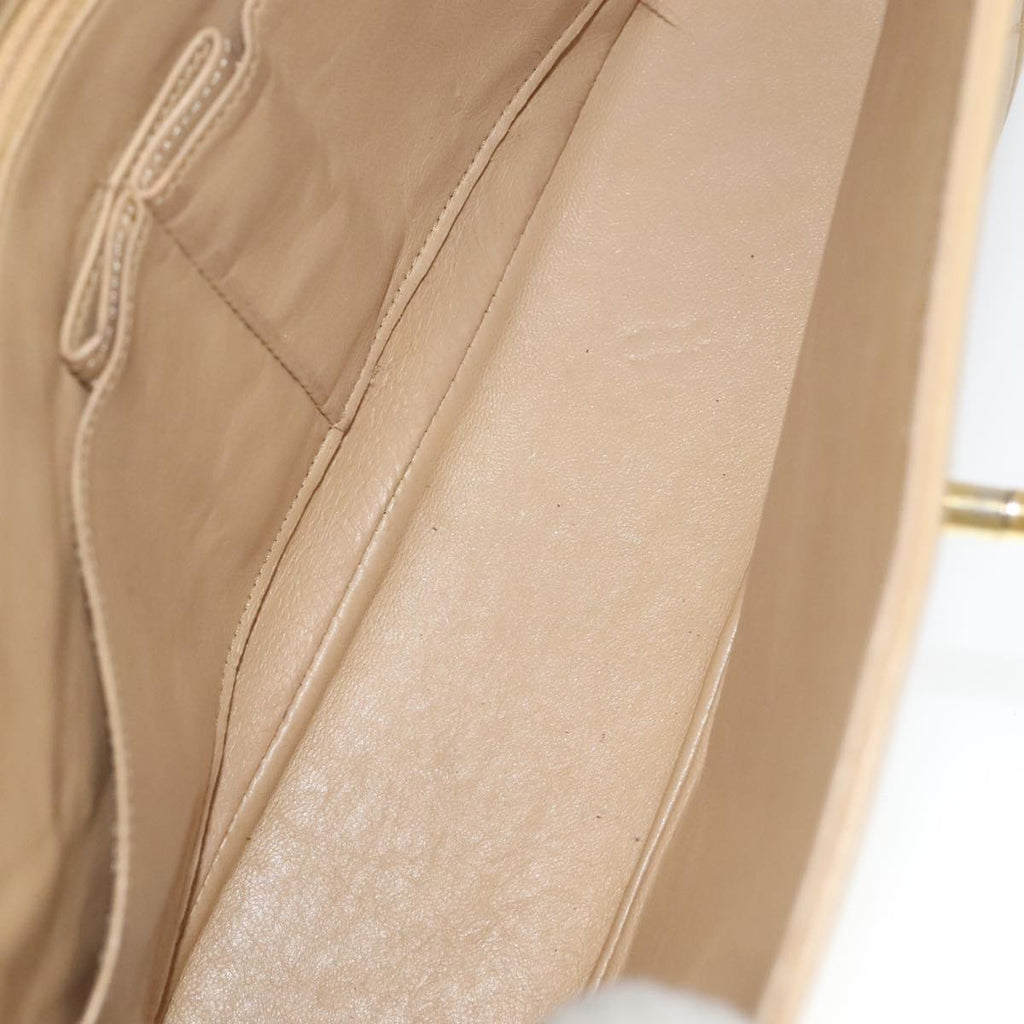 CHANEL Matelasse Chain Hand Bag Lamb Skin Beige Gold CC yk15903