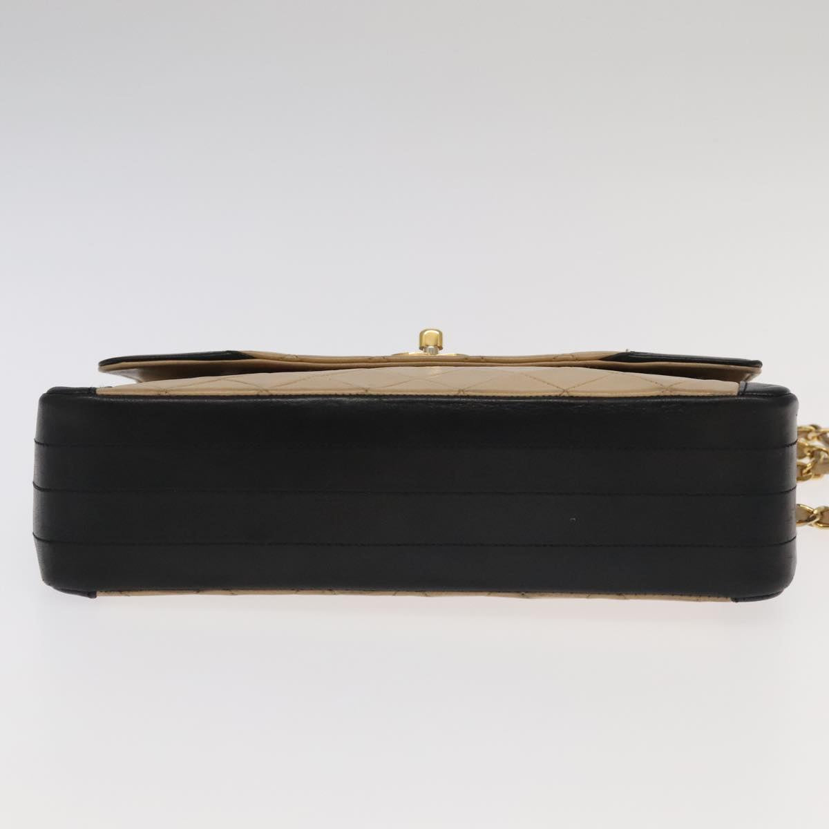 CHANEL Matelasse Chain Hand Bag Lamb Skin Beige Gold CC yk15903