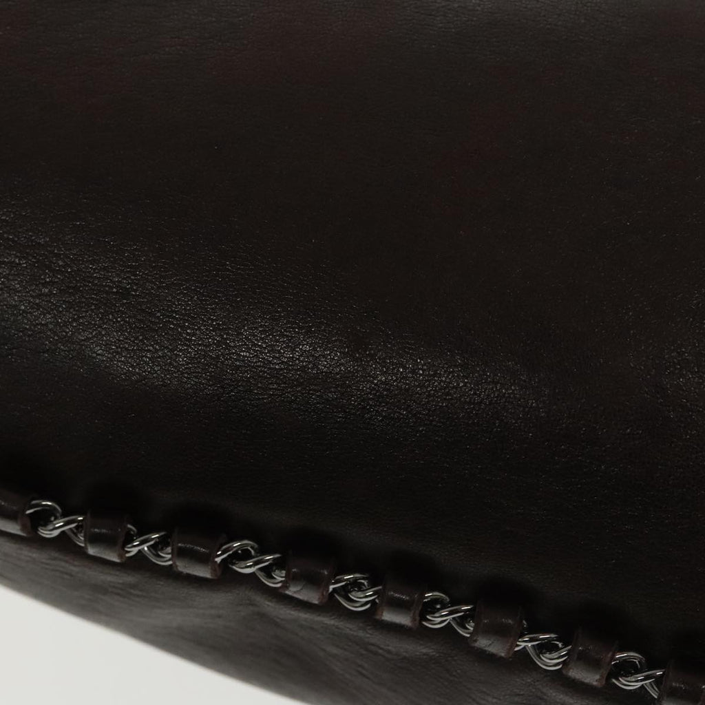 CHANEL Chain Hand Bag Lamb Skin Brown CC yk15907A
