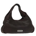 CHANEL Chain Hand Bag Lamb Skin Brown CC yk15907A