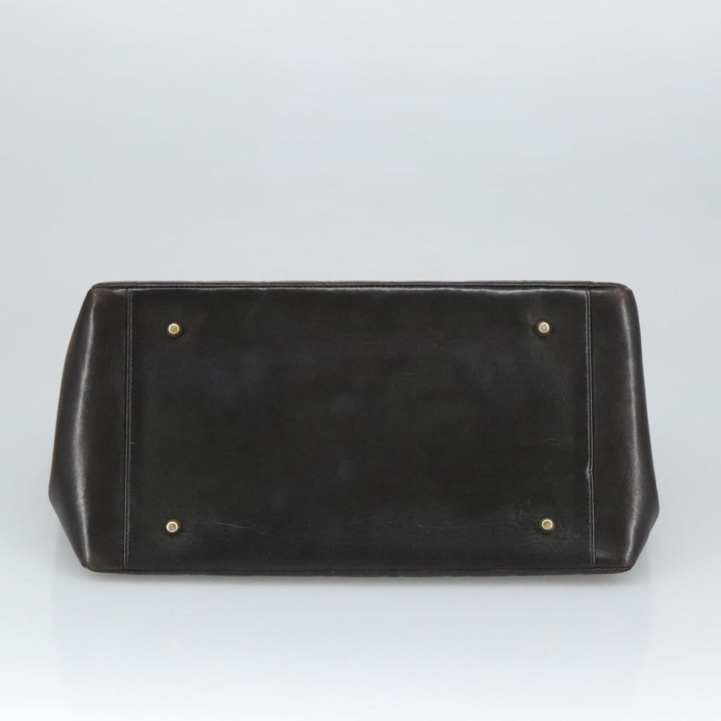 CHANEL Matelasse Chain Hand Bag Lamb Skin Black Gold CC yk15908A