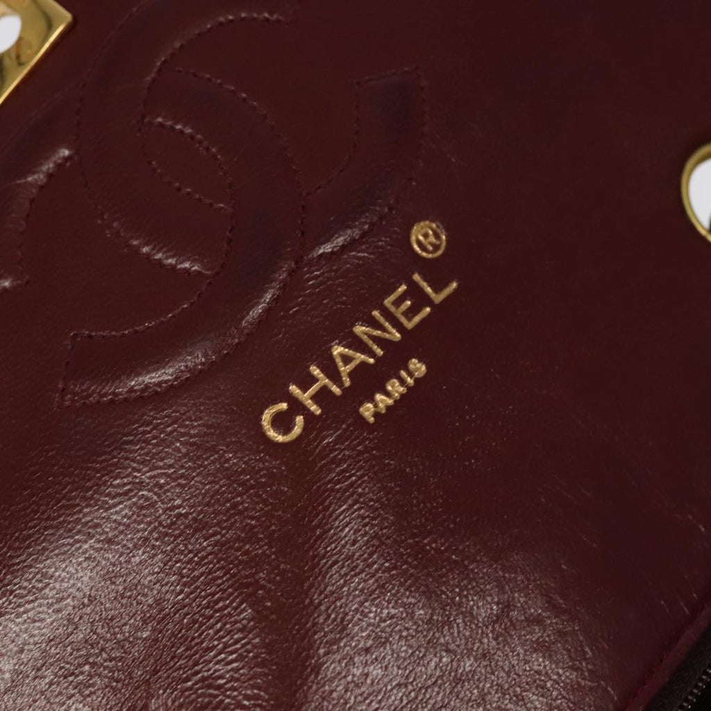 CHANEL Matelasse Chain Hand Bag Lamb Skin Black Gold CC yk15914A