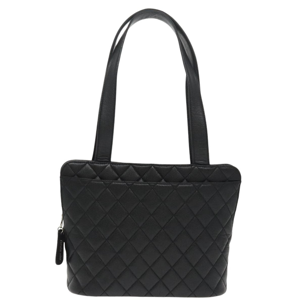 CHANEL Matelasse Tote Bag Caviar Skin Black CC yk15918A