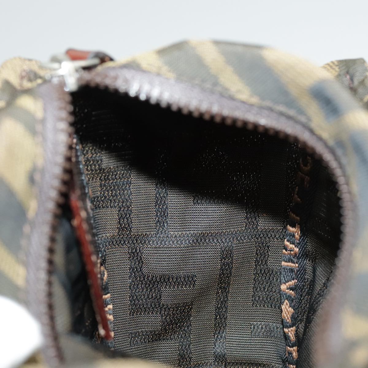 FENDI Zucca Canvas Pouch Brown Black yk15922