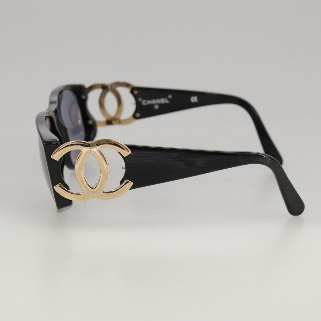 CHANEL Sunglasses plastic Black CC yk15965