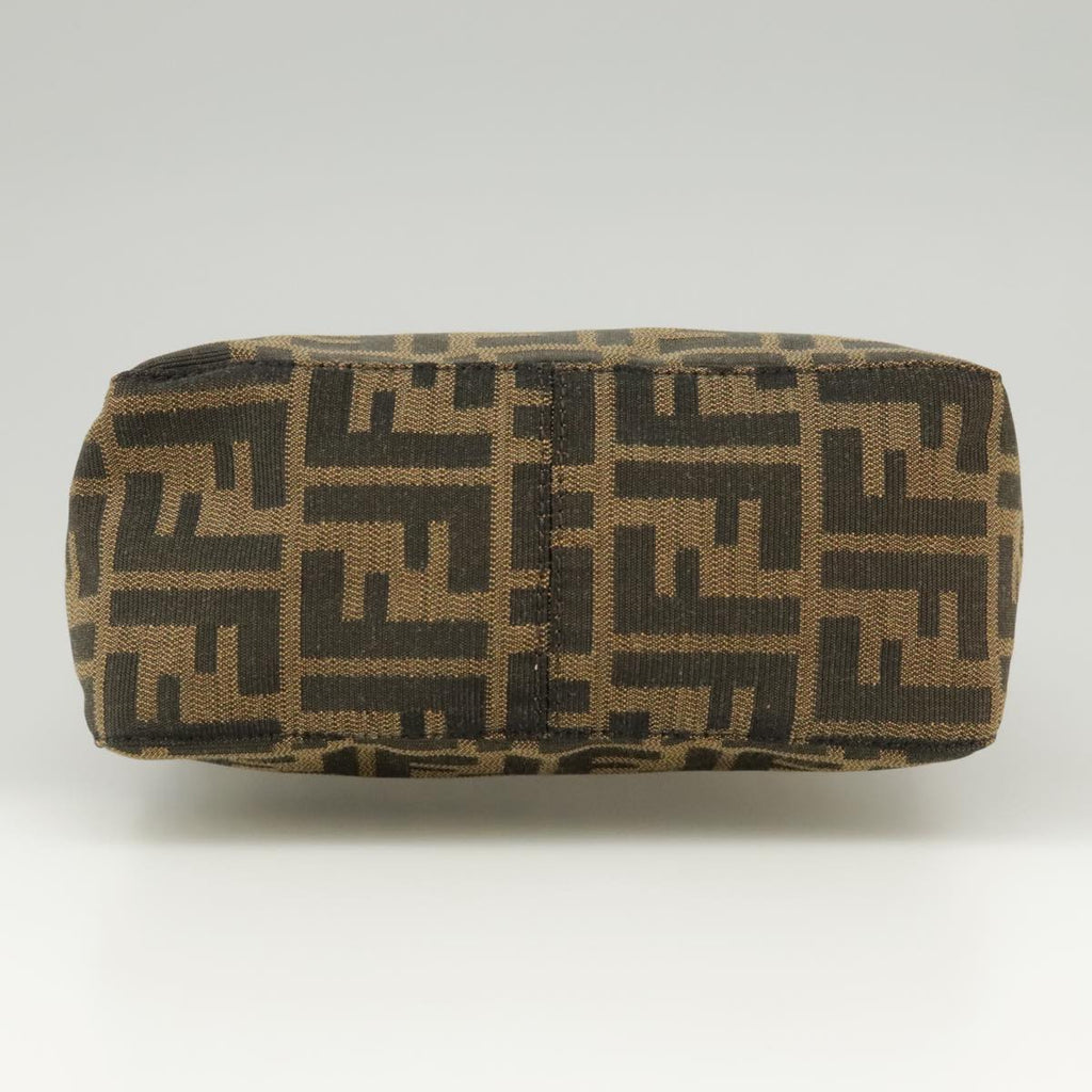 FENDI Zucca Canvas Hand Bag Brown Black gold yk15970