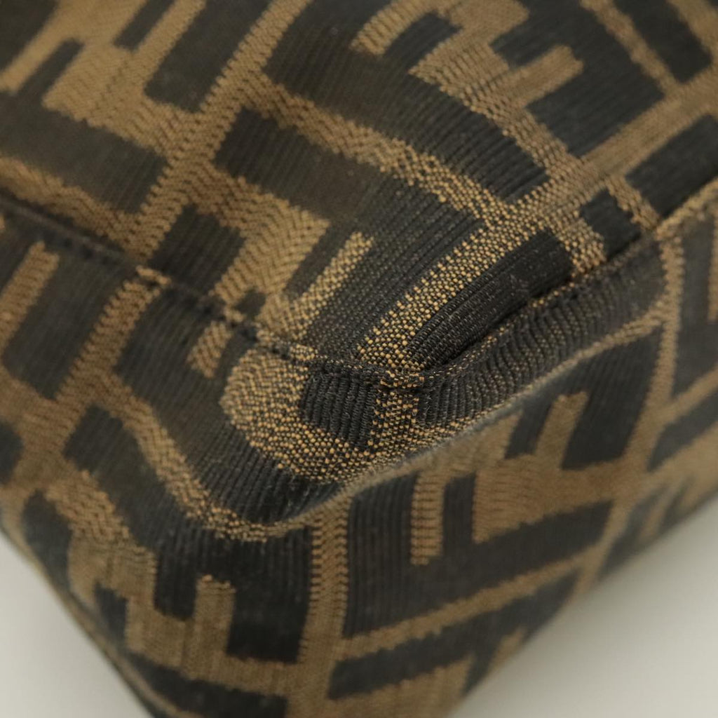 FENDI Zucca Canvas Hand Bag Brown Black gold yk15970