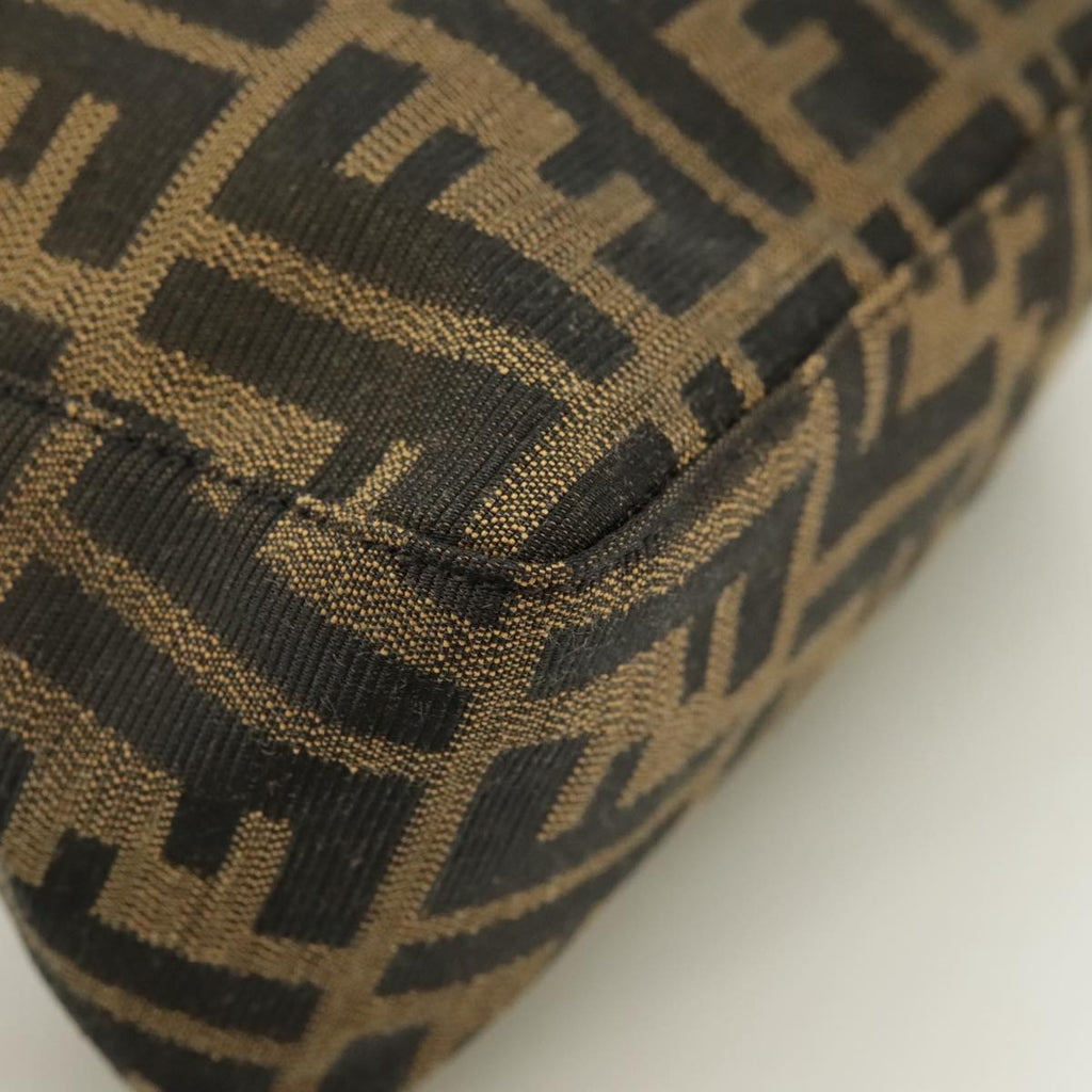 FENDI Zucca Canvas Hand Bag Brown Black gold yk15970