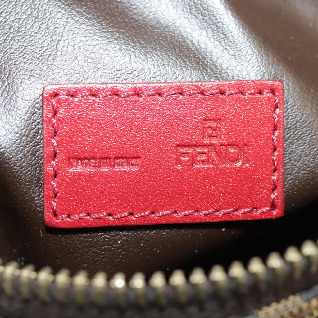 FENDI Zucca Canvas Hand Bag Brown Black gold yk15970