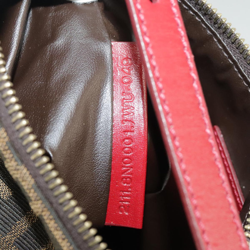 FENDI Zucca Canvas Hand Bag Brown Black gold yk15970