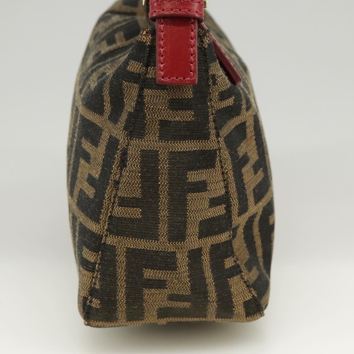 FENDI Zucca Canvas Hand Bag Brown Black gold yk15970