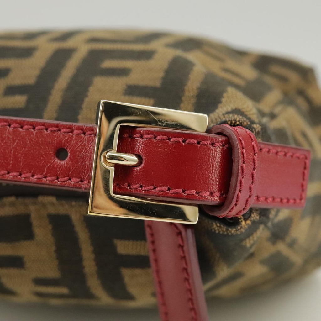 FENDI Zucca Canvas Hand Bag Brown Black gold yk15970