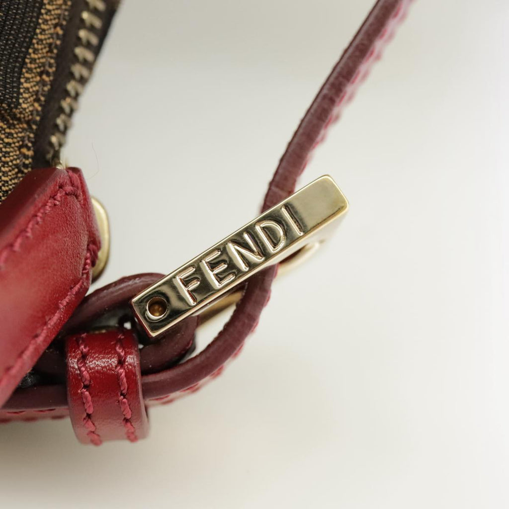 FENDI Zucca Canvas Hand Bag Brown Black gold yk15970